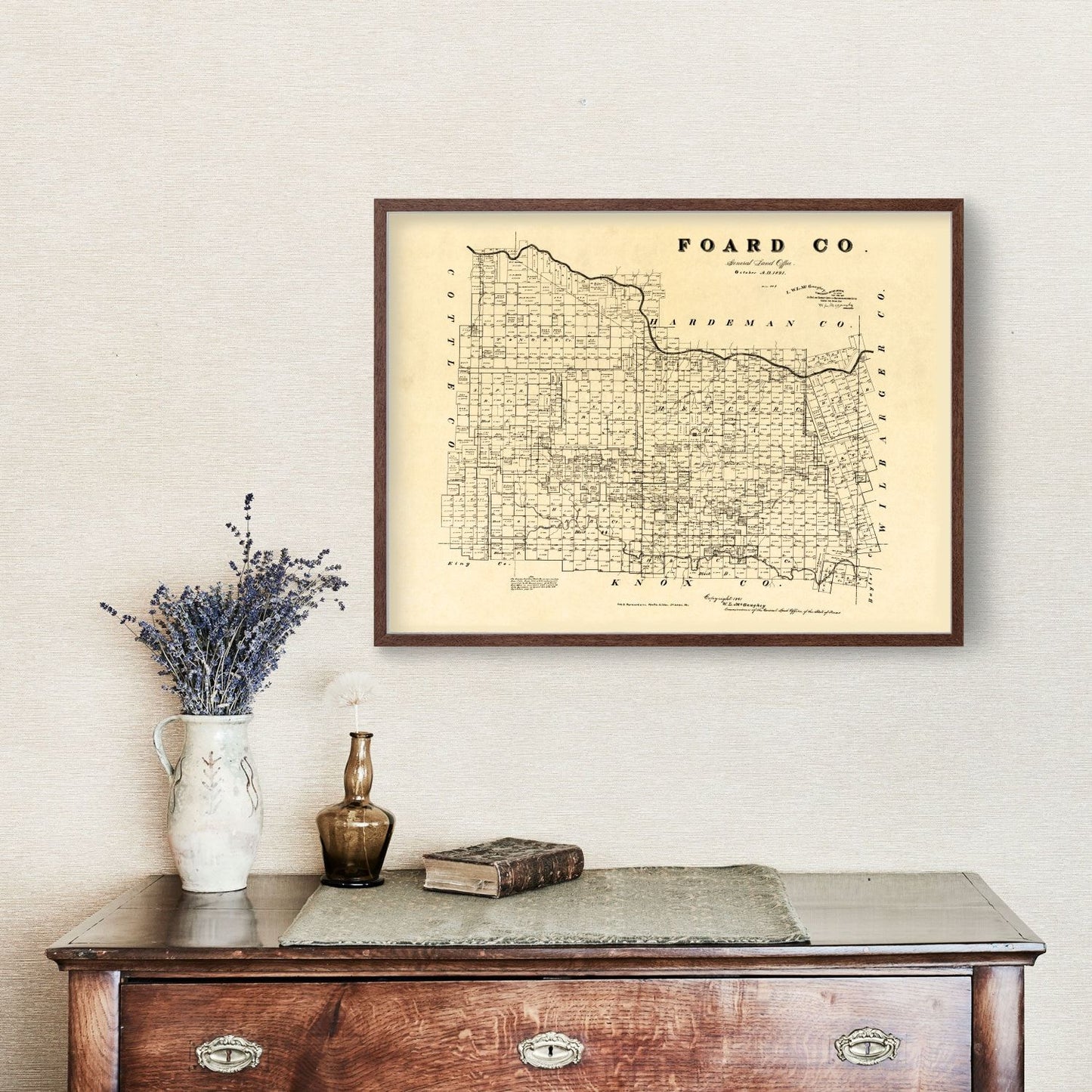 Vintage Map of Foard County, Texas 1891