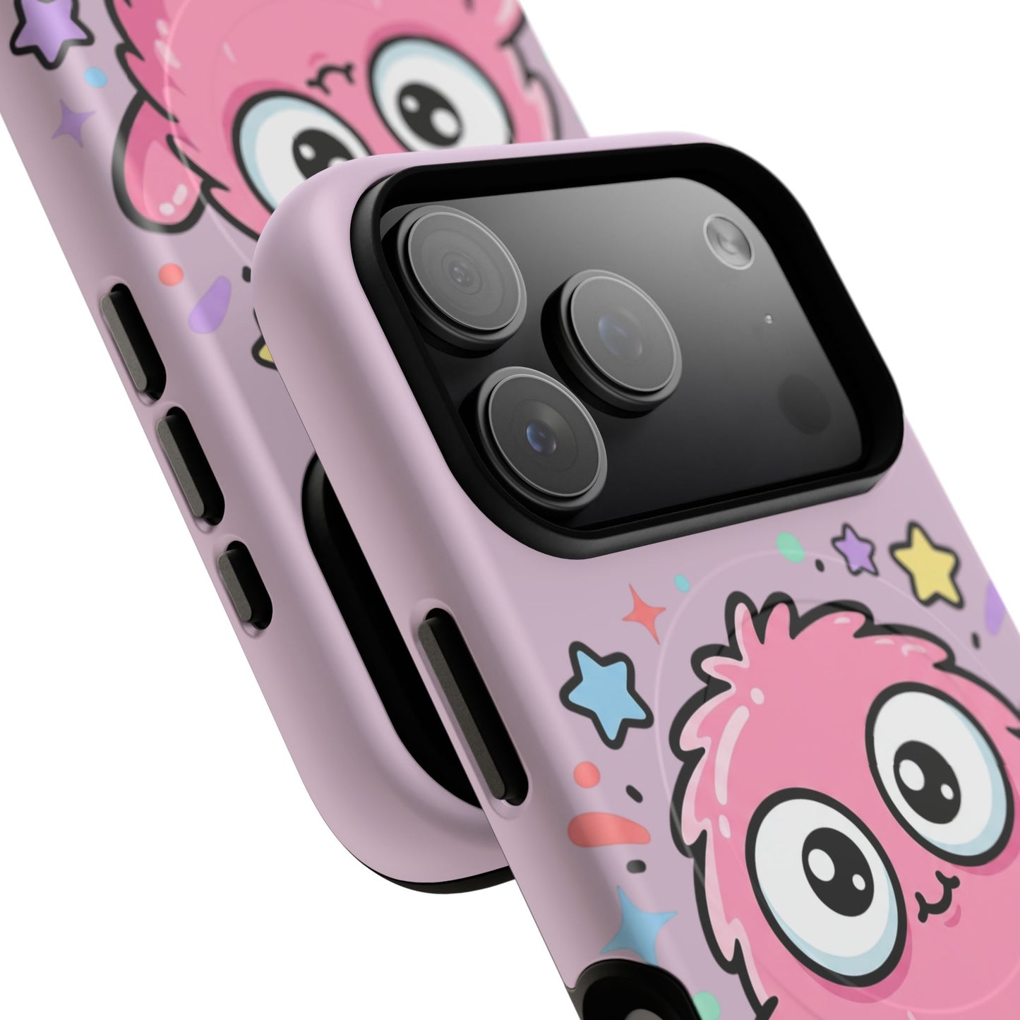 Cute Pink Fuzzy Monster Tough Magnetic Phone Case — Cute Kawaii Protective iPhone Cover