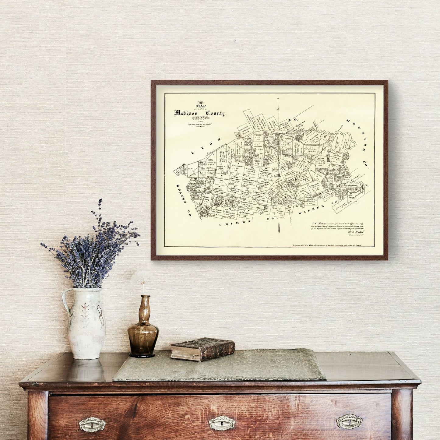 Vintage Map of Madison County, Texas 1879