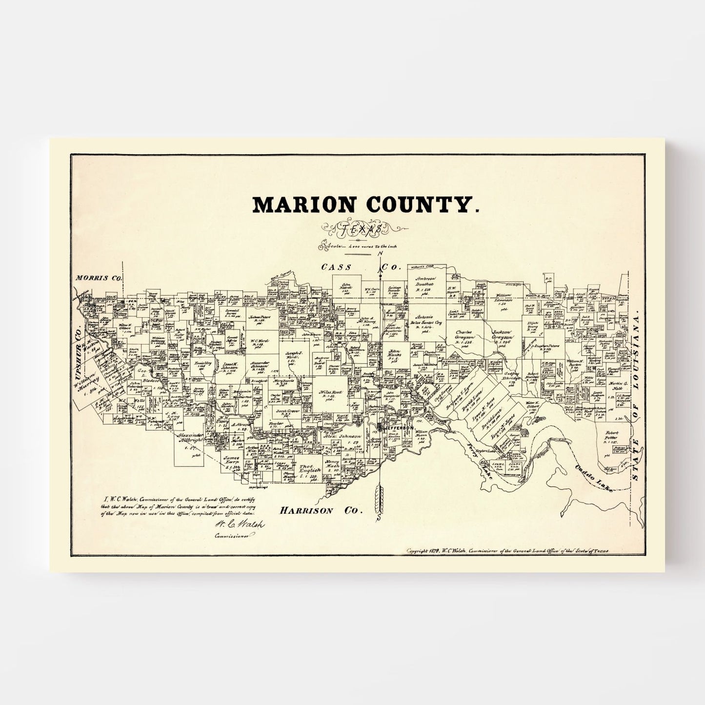 Vintage Map of Marion County, Texas 1879