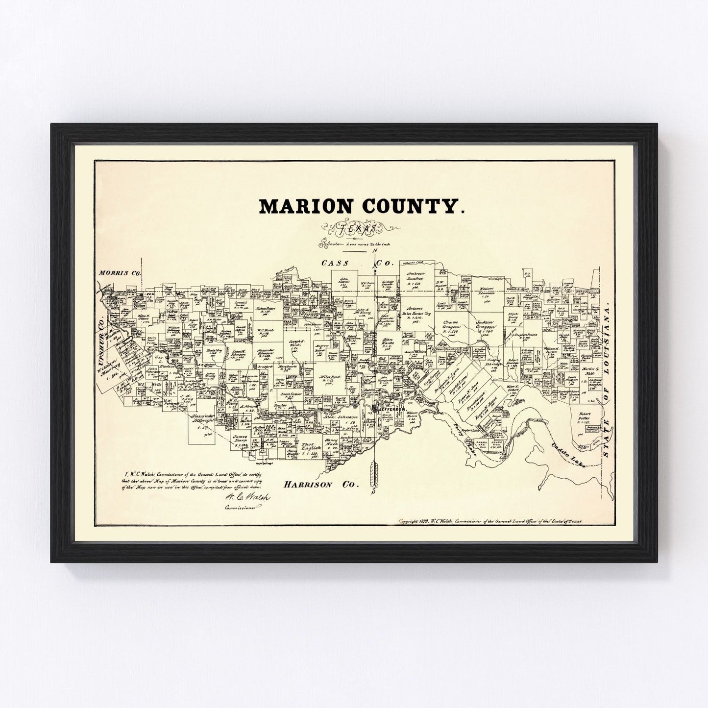 Vintage Map of Marion County, Texas 1879