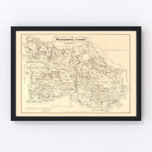 Vintage Map of Montgomery County, Texas 1880