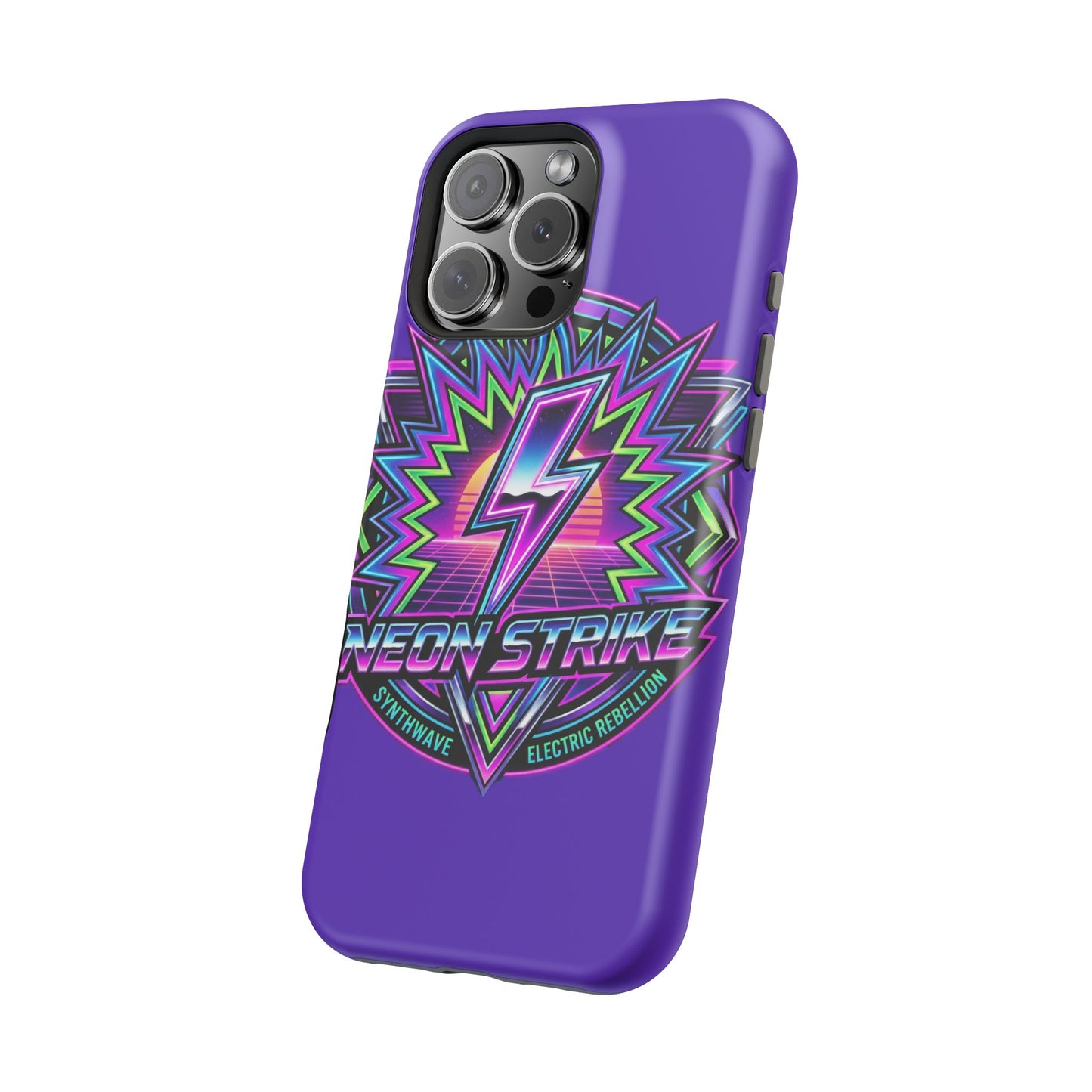 Neon Strike Phone Case — Retro 80s Lightning Magnetic Impact-Resistant Cover
