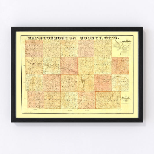 Vintage Map of Coshocton County, Ohio 1850