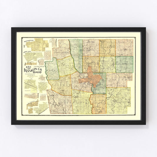 Vintage Map of Franklin County, Ohio 1895