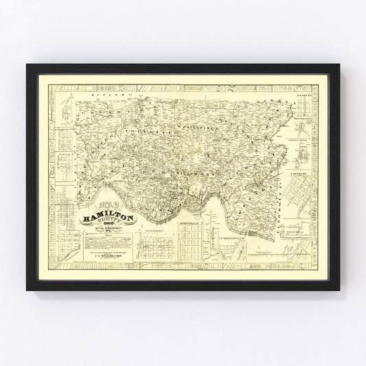 Vintage Map of Hamilton County, Ohio 1847