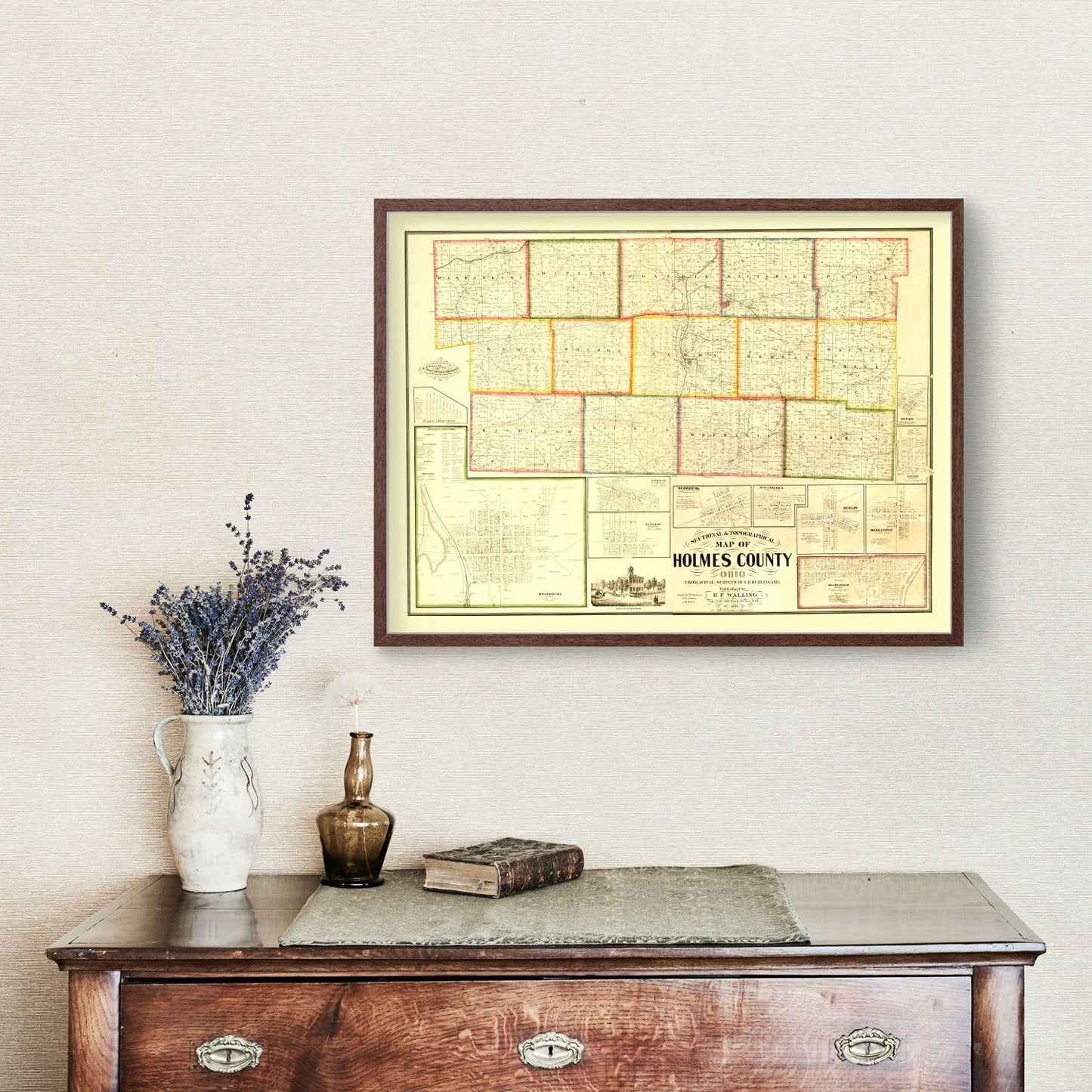Vintage Map of Holmes County, Ohio 1861