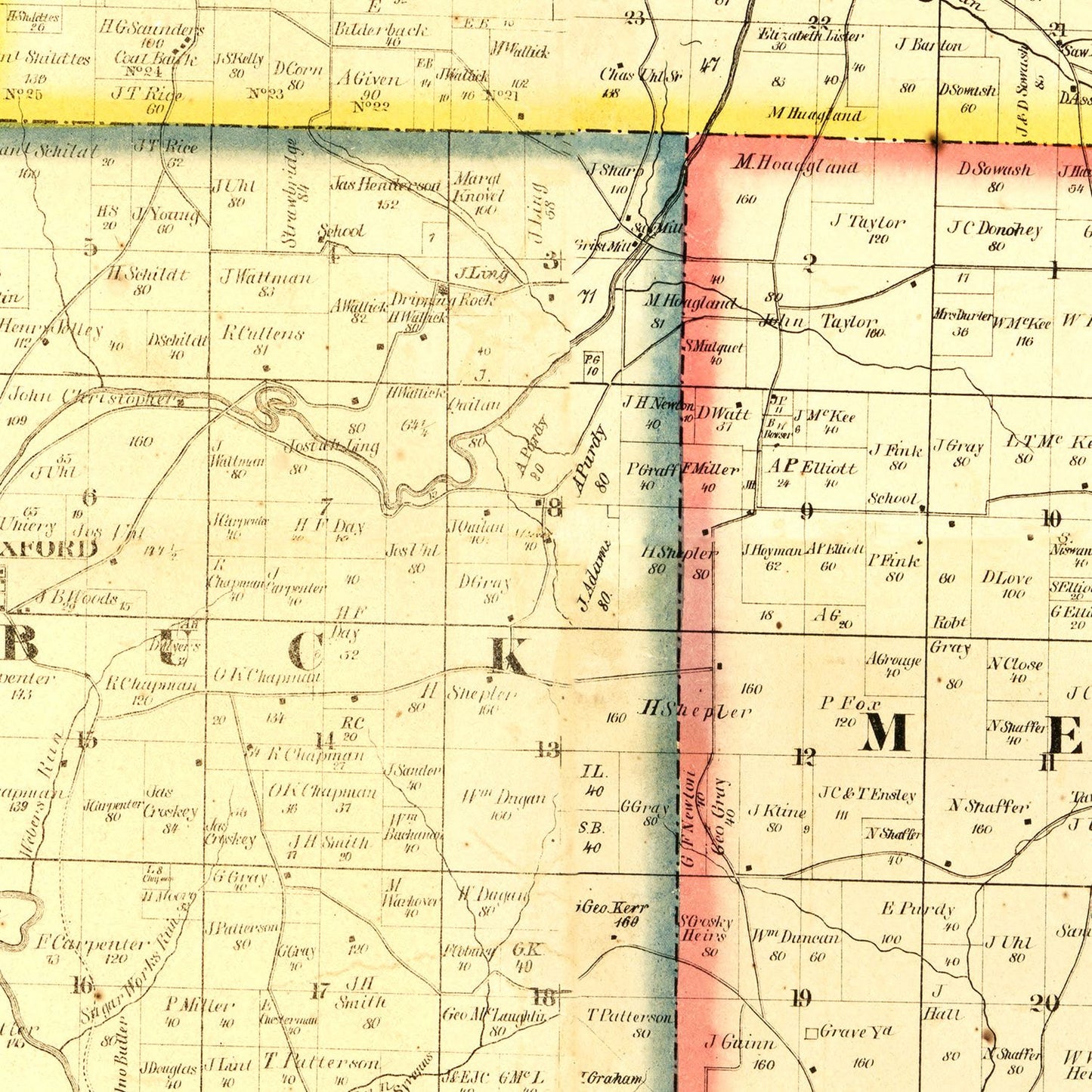 Vintage Map of Holmes County, Ohio 1861