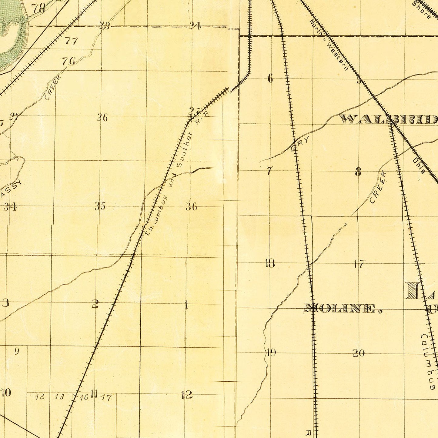 Vintage Map of Wood County, Ohio 1888
