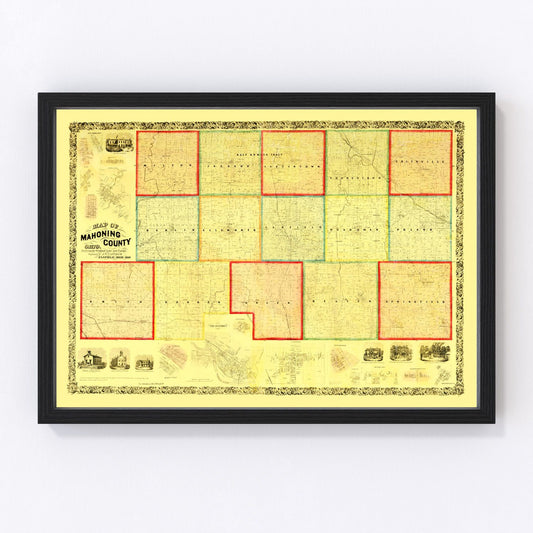 Vintage Map of Mahoning County, Ohio 1860
