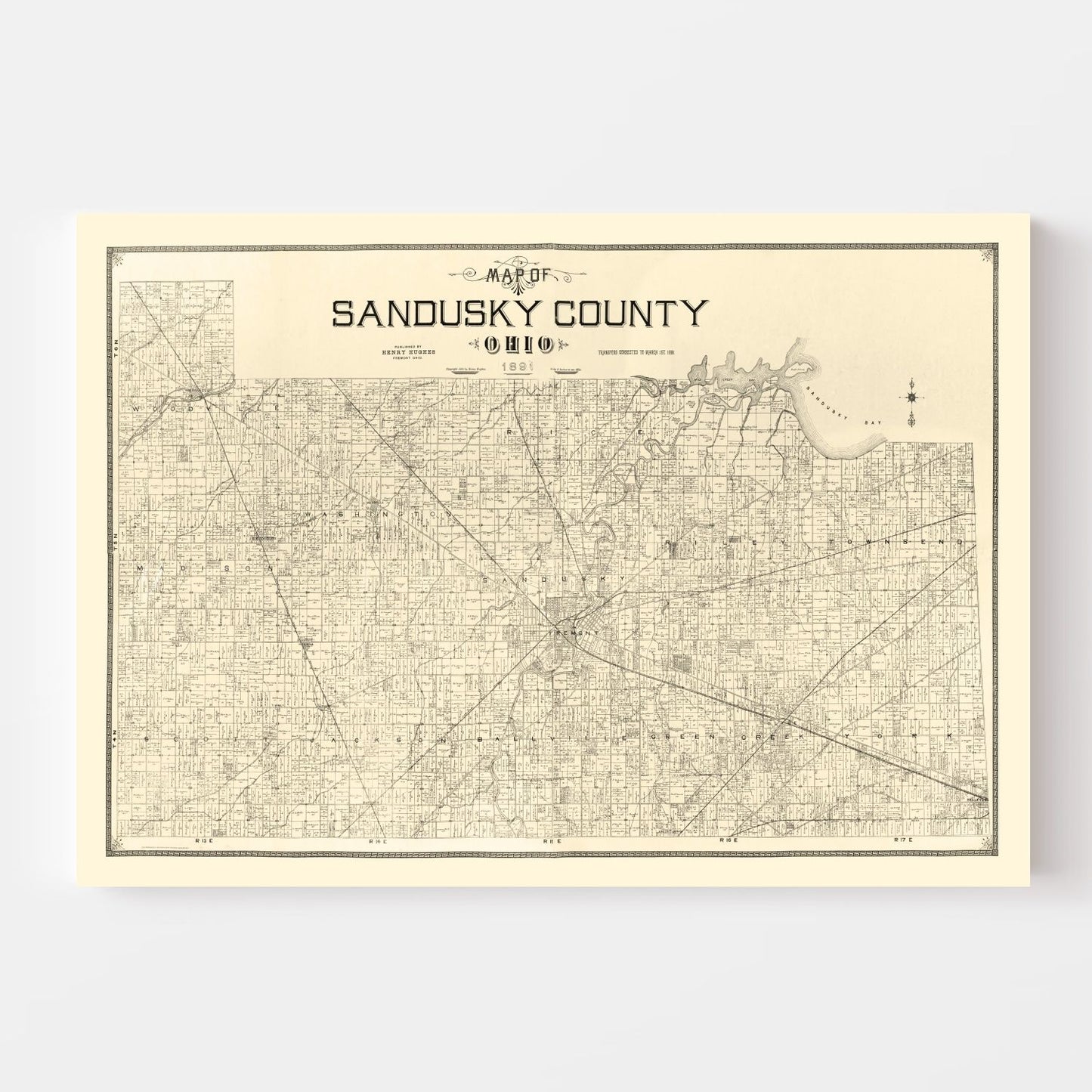 Vintage Map of Sandusky County, Ohio 1891