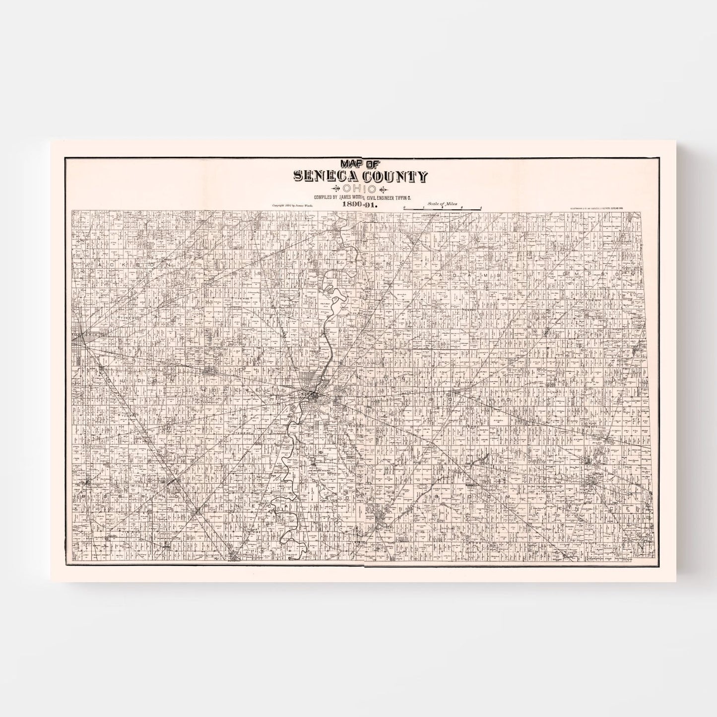 Vintage Map of Seneca County, Ohio 1891