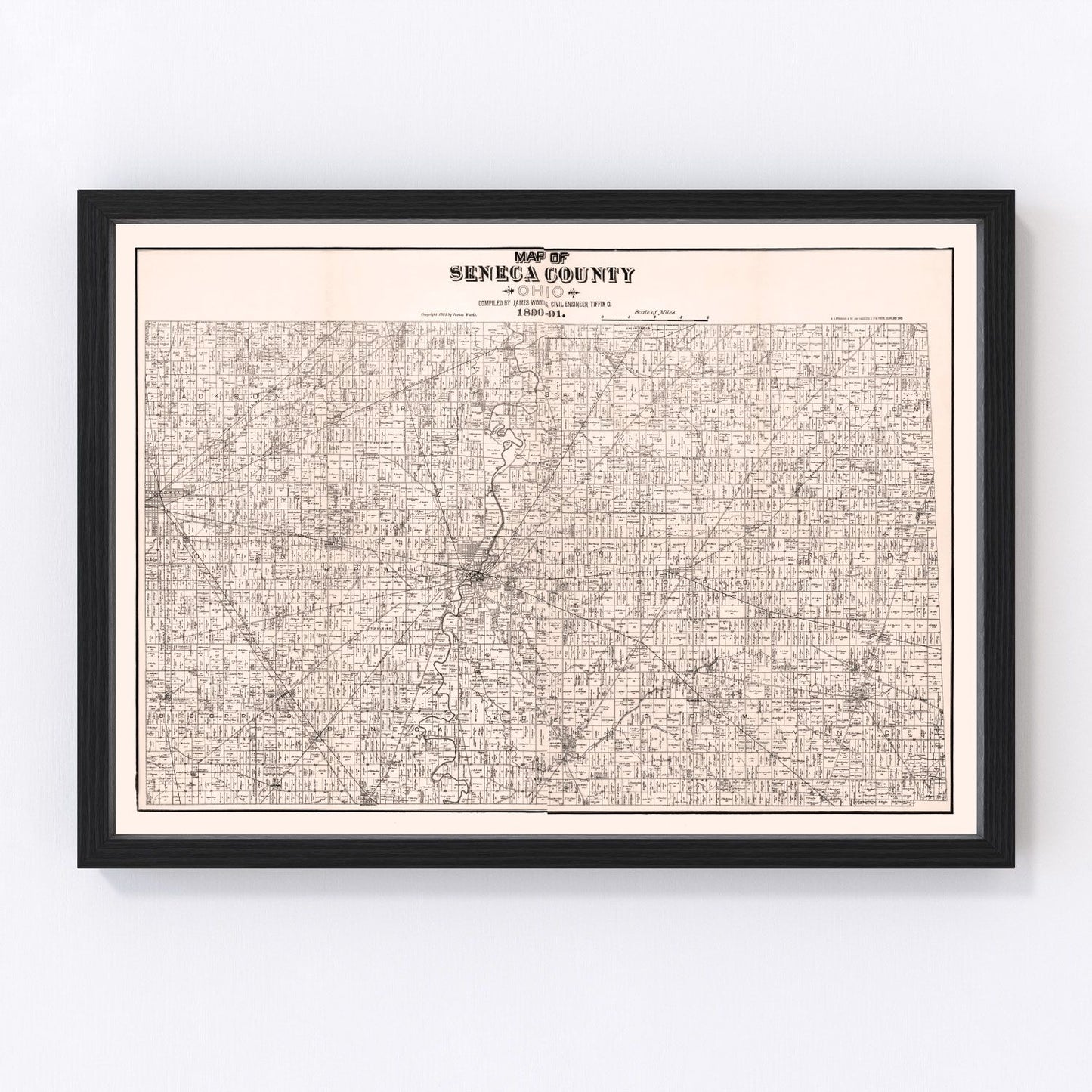 Vintage Map of Seneca County, Ohio 1891