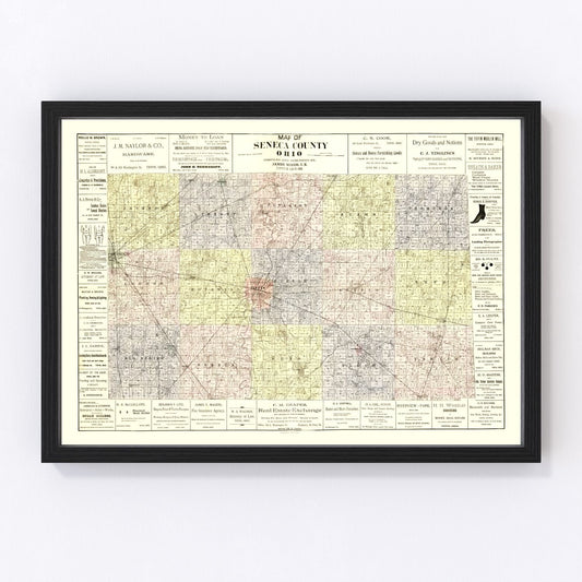 Vintage Map of Seneca County, Ohio 1896
