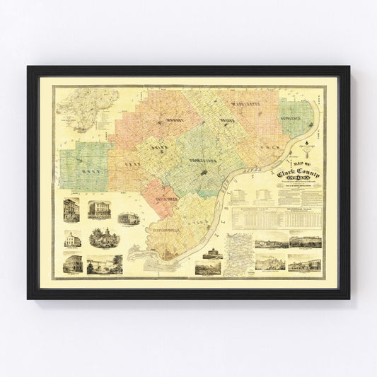 Vintage Map of Clark County, Indiana 1875