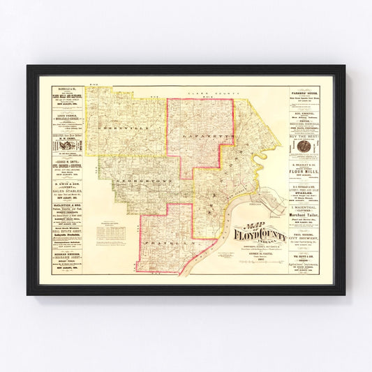 Vintage Map of Floyd County, Indiana 1882