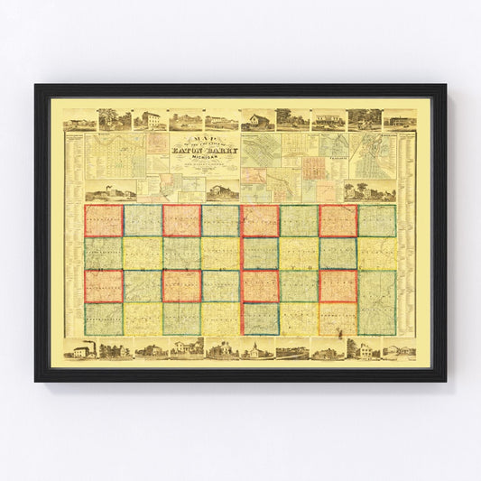 Vintage Map of Eaton County, Michigan 1860
