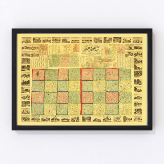 Vintage Map of Ingham County, Michigan 1859