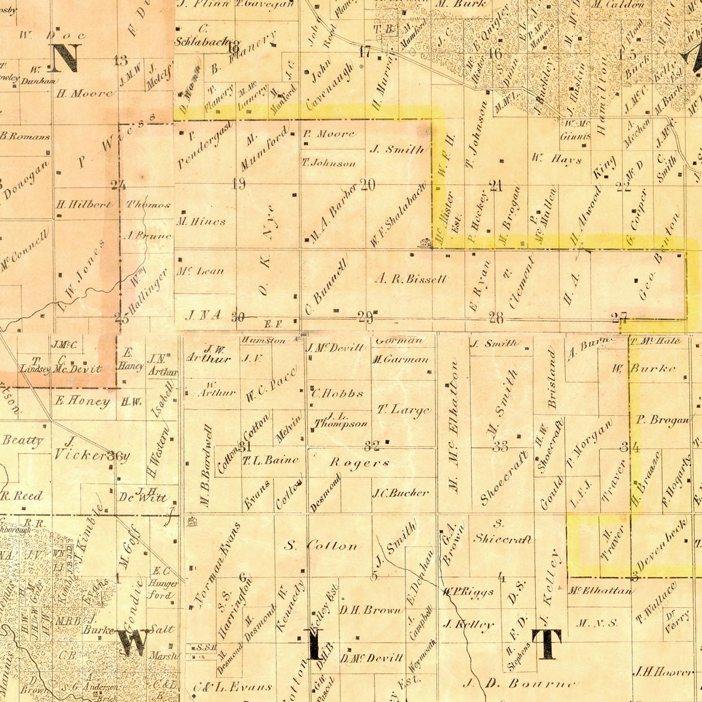 Vintage Map of Clinton County, Iowa 1865