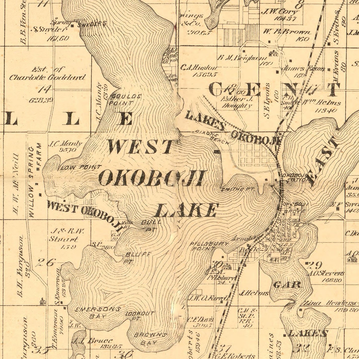 Vintage Map of Dickinson County, Iowa 1883