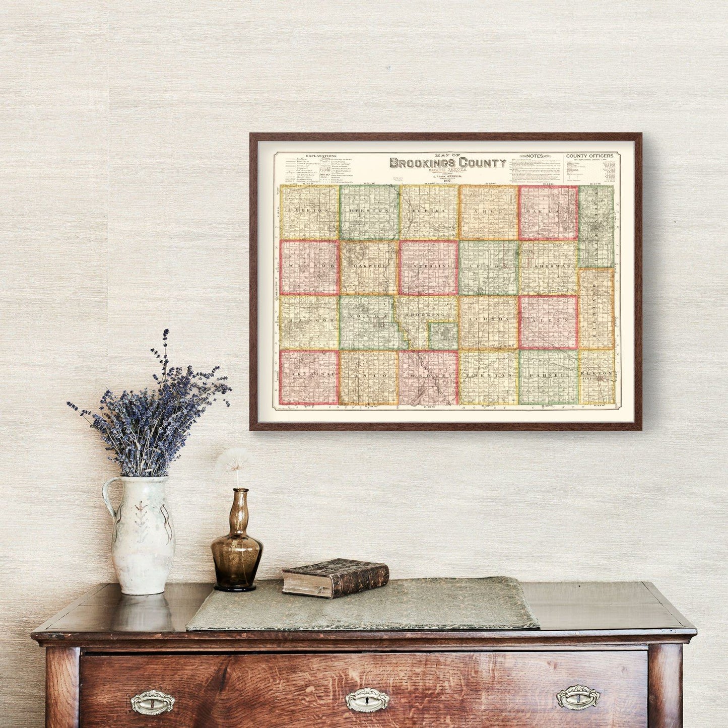 Vintage Map of Brookings County, South Dakota 1897