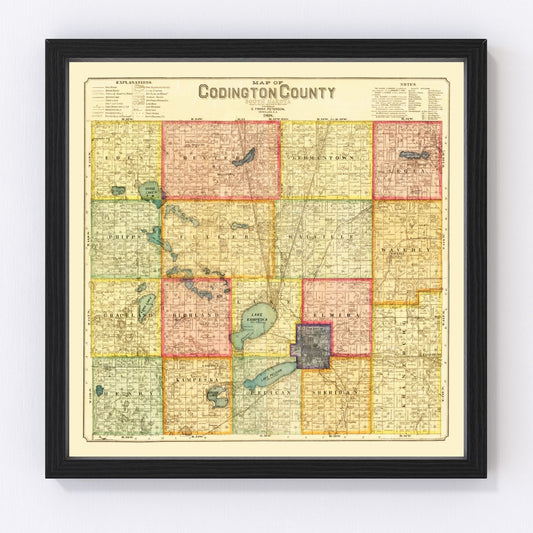 Vintage Map of Codington County, South Dakota 1898