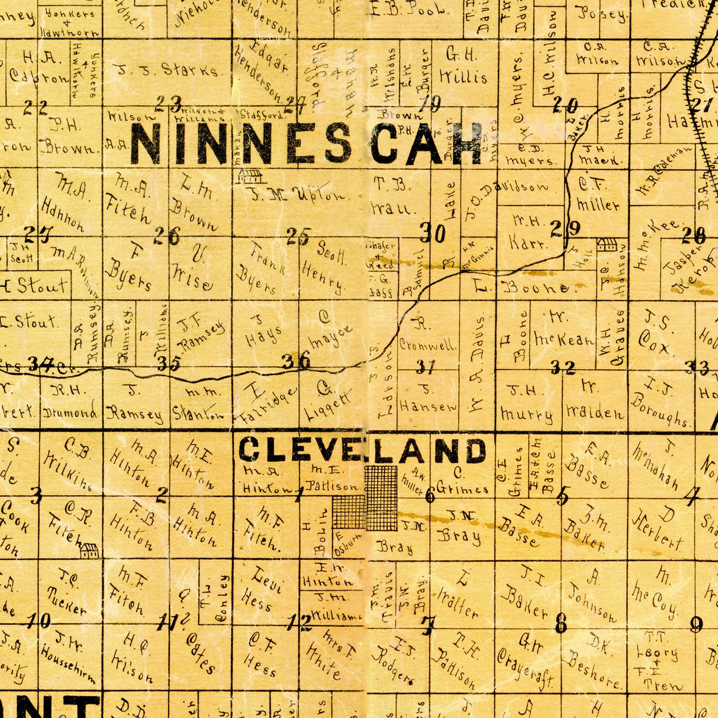 Vintage Map of Kingman County, Kansas 1887