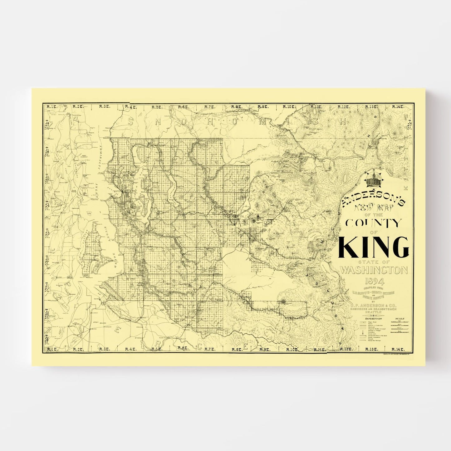 Vintage Map of King County, Washington 1894