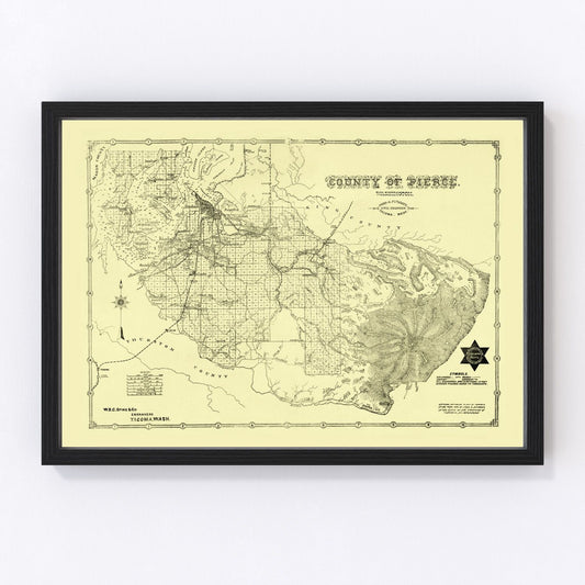 Vintage Map of Pierce County, Washington 1890