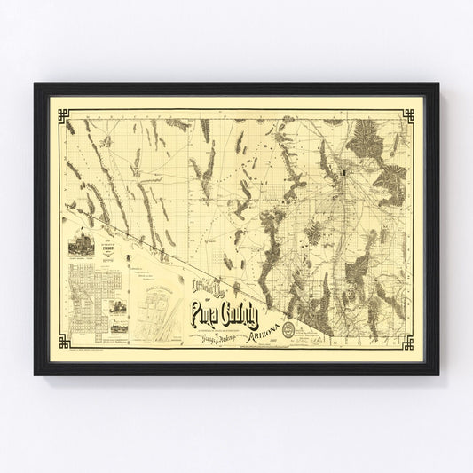 Vintage Map of Pima County, Arizona 1893