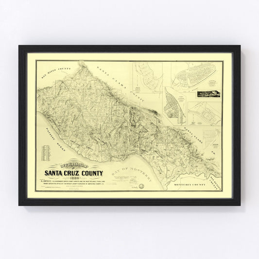 Vintage Map of Santa Cruz County, California 1889