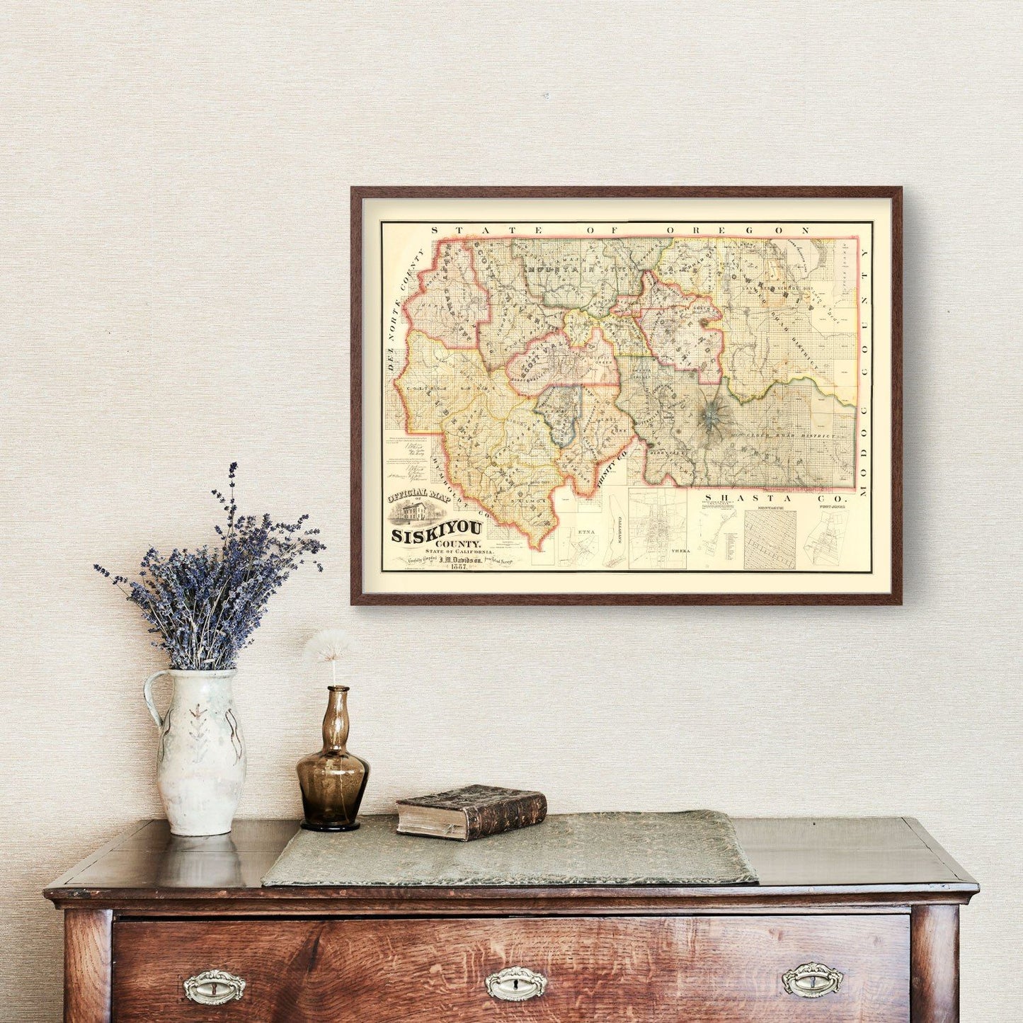 Vintage Map of Siskiyou County, California 1887
