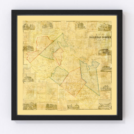 Vintage Map of Belknap County, New Hampshire 1859