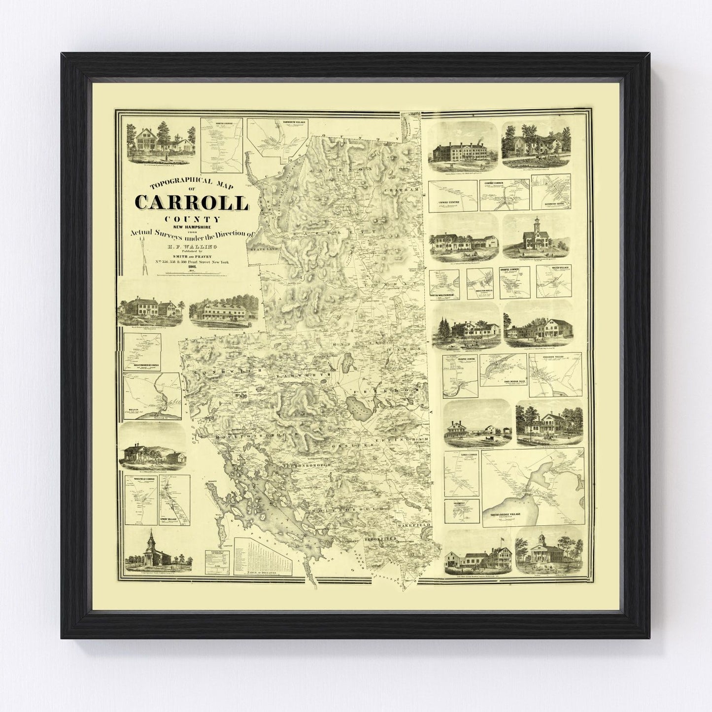 Vintage Map of Carroll County, New Hampshire 1861