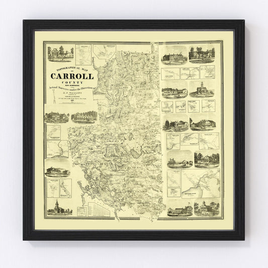 Vintage Map of Carroll County, New Hampshire 1861