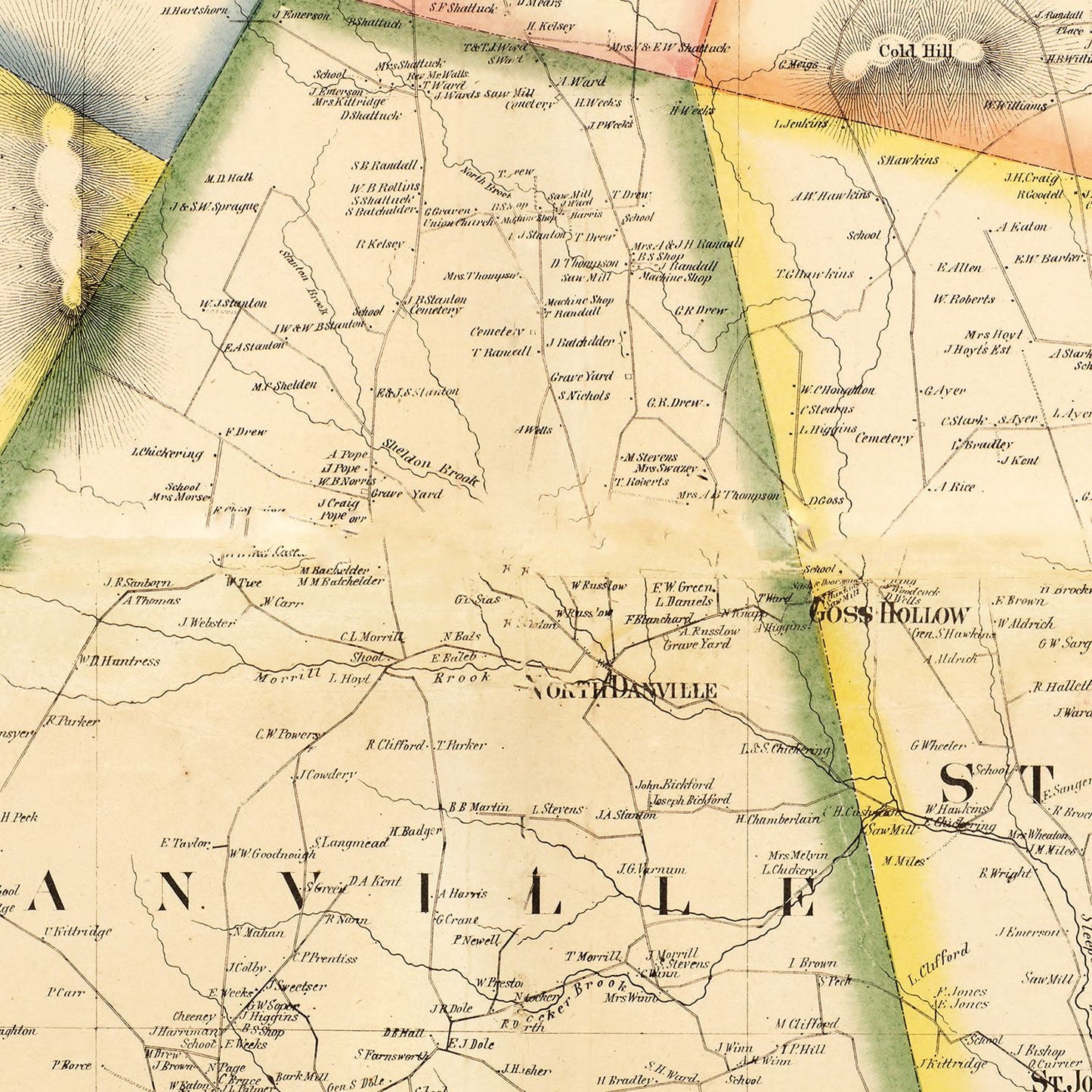 Vintage Map of Caledonia County, Vermont 1858