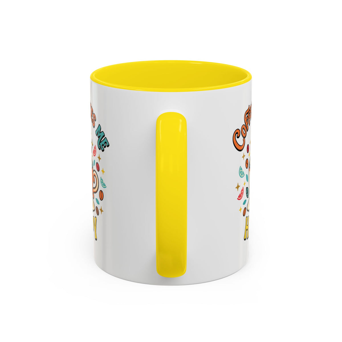 Coffee Mug — "Coffee Makes Me Happy" Cute Retro Accent Mug (11/15oz)