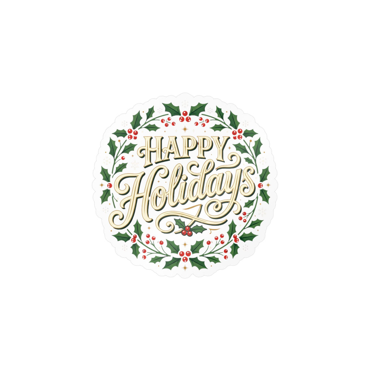 Happy Holidays Holly Wreath Vinyl Decal