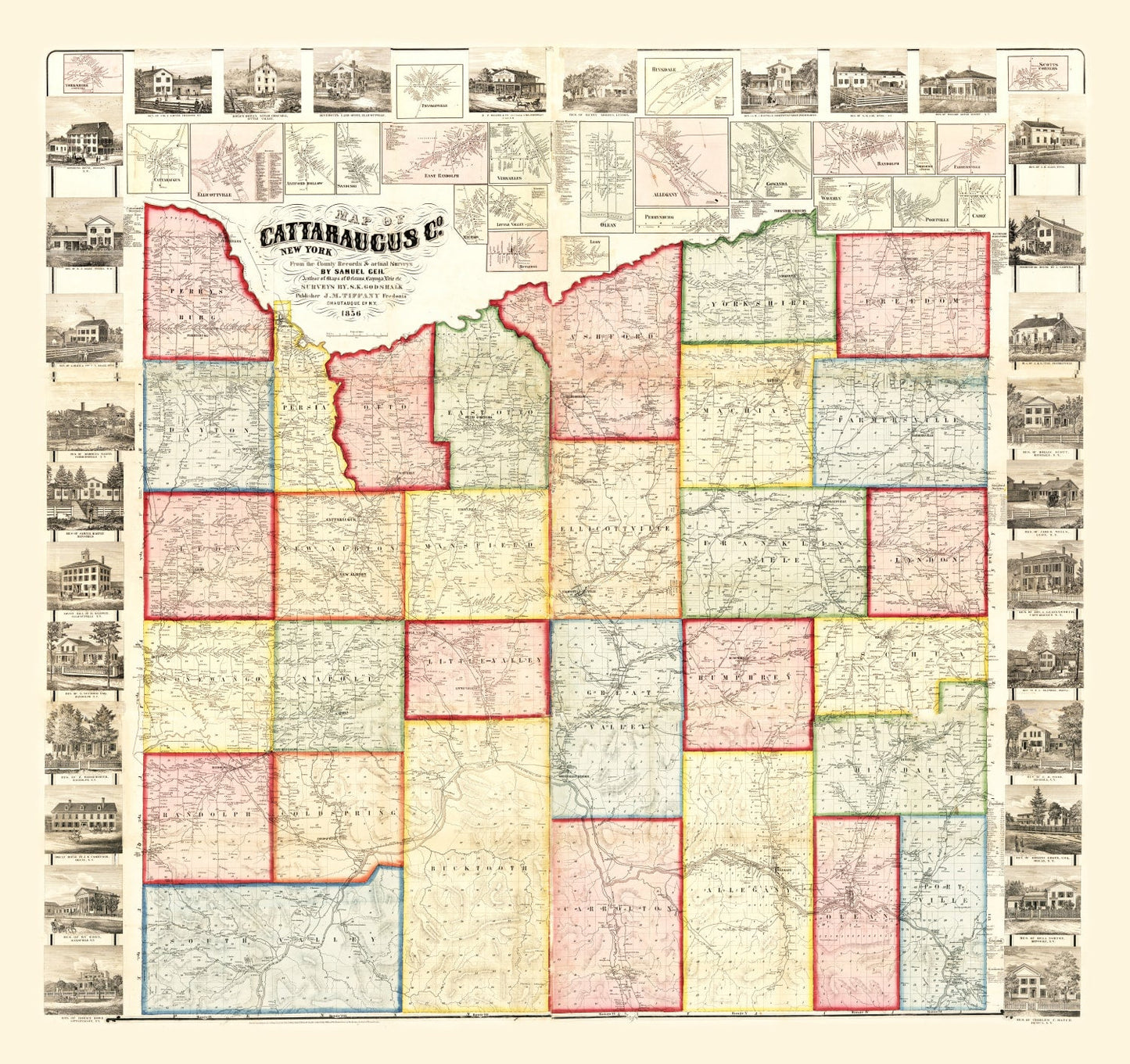 Vintage Map of Cattaraugus County, New York 1856