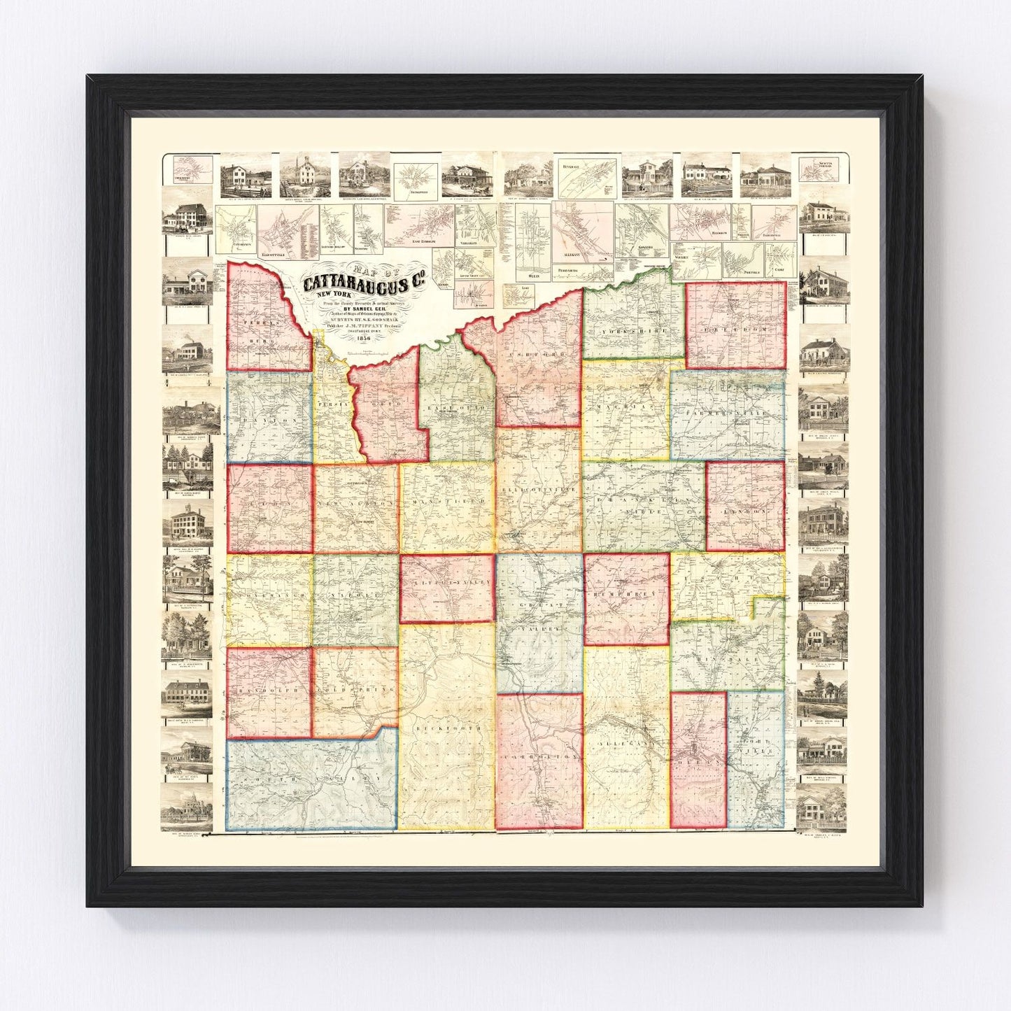 Vintage Map of Cattaraugus County, New York 1856