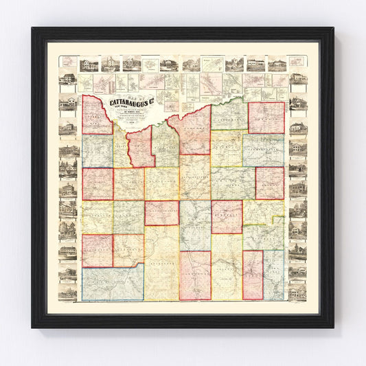 Vintage Map of Cattaraugus County, New York 1856