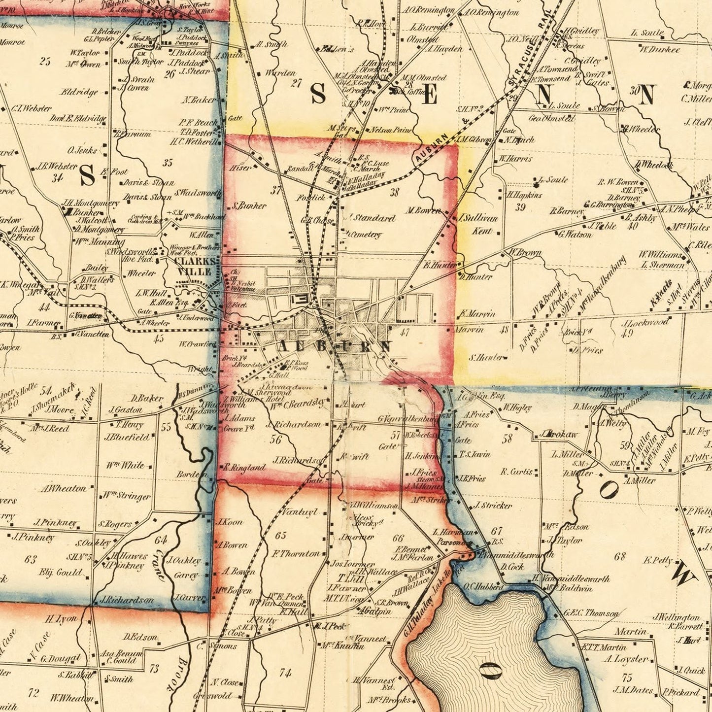 Vintage Map of Cayuga County, New York 1853
