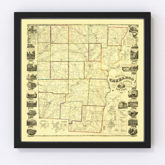 Vintage Map of Chenango County, New York 1855