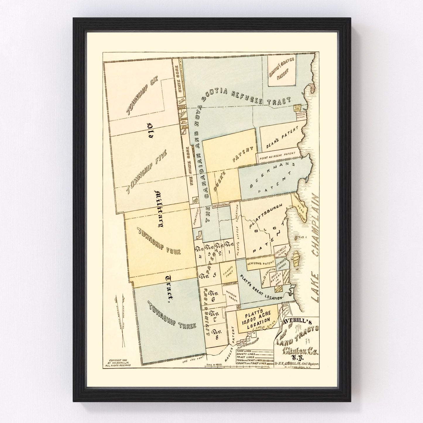 Vintage Map of Clinton County, New York 1885