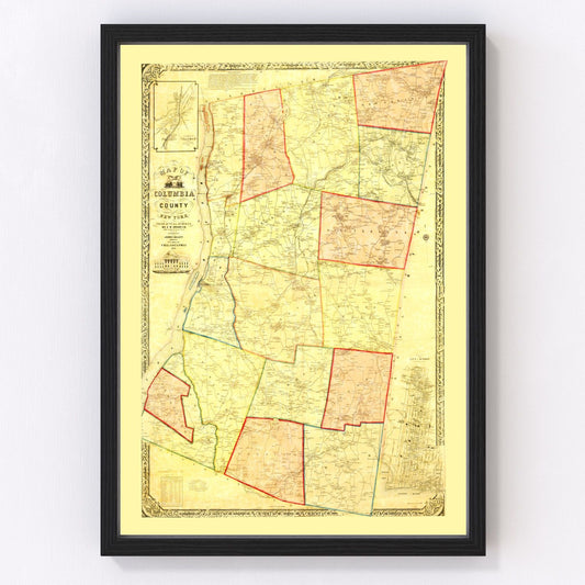 Vintage Map of Columbia County, New York 1851