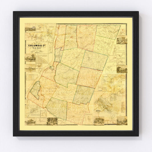 Vintage Map of Columbia County, New York 1858