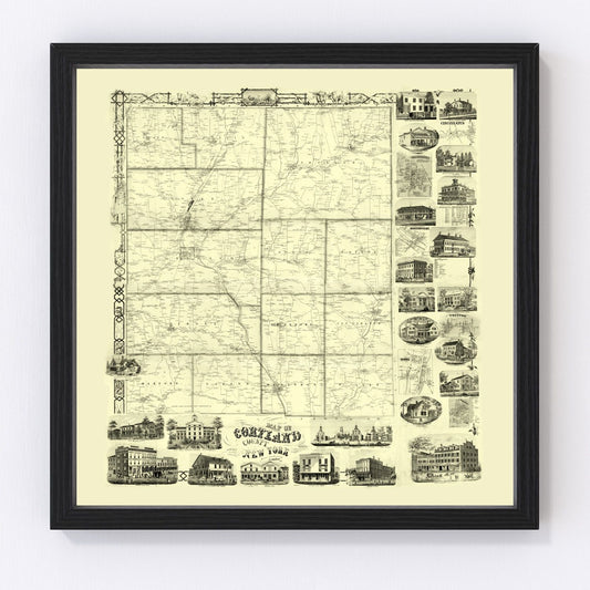 Vintage Map of Cortland County, New York 1855