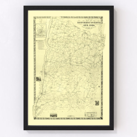 Vintage Map of Dutchess County, New York 1850
