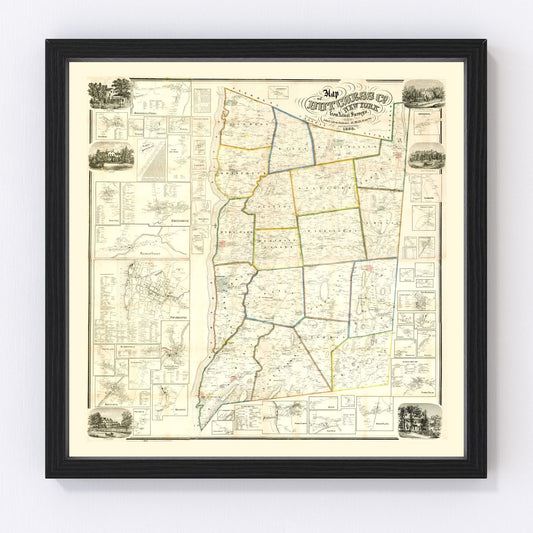 Vintage Map of Dutchess County, New York 1858