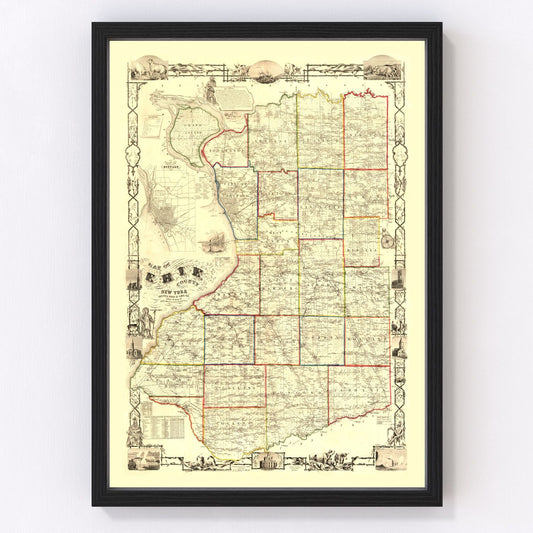 Vintage Map of Erie County, New York 1854